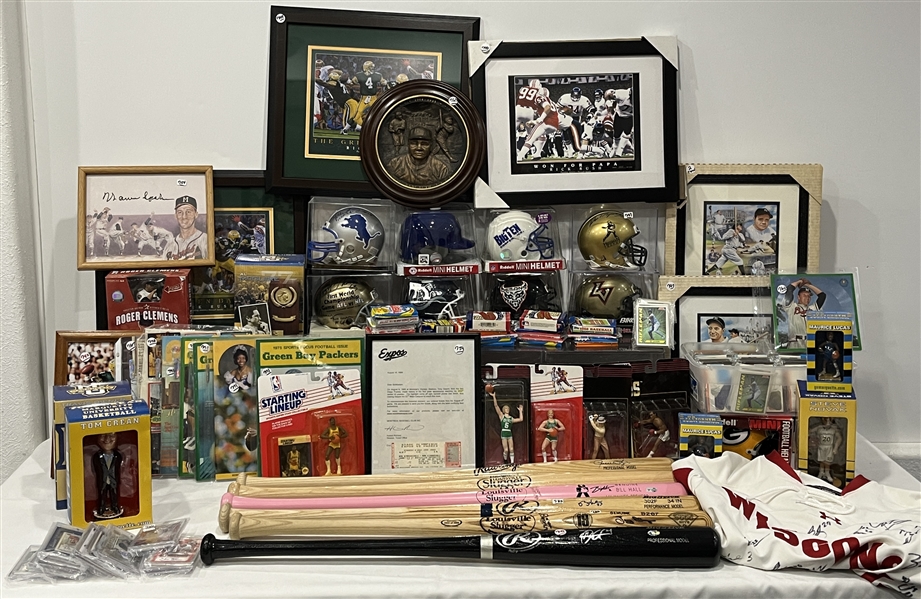 1960s-2000s Baseball, Football, Basketball Framed Photos, Bats, Starting Line Ups & more (Lot of 150+)