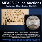 1927 (September 26) St. Louis Cardinals Cincinnati Reds Multi Signed ONL Heydler Game Used Baseball w/ Frank Frisch, Jim Bottomley, Jesse Haines & More (MEARS LOA/Full JSA Letter/Haines Collection)