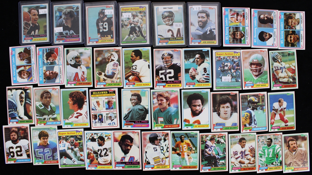 1981 Topps Football Trading Cards Near Complete Set w/ Approximately 500 of 528 Cards