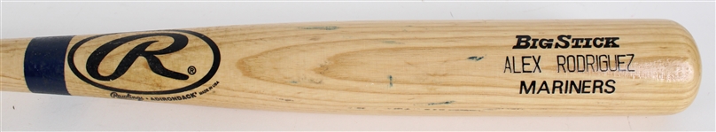 1999 Alex Rodriguez Seattle Mariners Rawlings Adirondack Professional Model Bat (MEARS A6) 