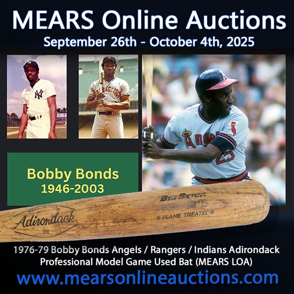 1976-79 Bobby Bonds Angels / Rangers / Indians Adirondack Professional Model Game Used Bat (MEARS LOA)