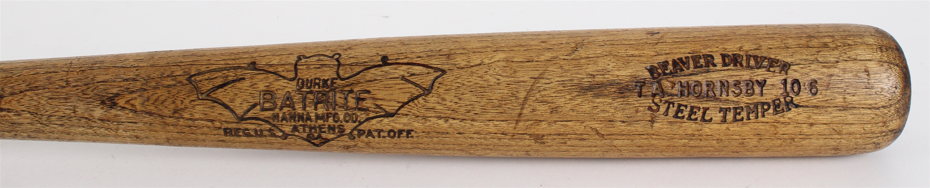 1930-32 Rogers Hornsby Chicago Cubs Burke Batrite Professional Model Bat (MEARS LOA) 