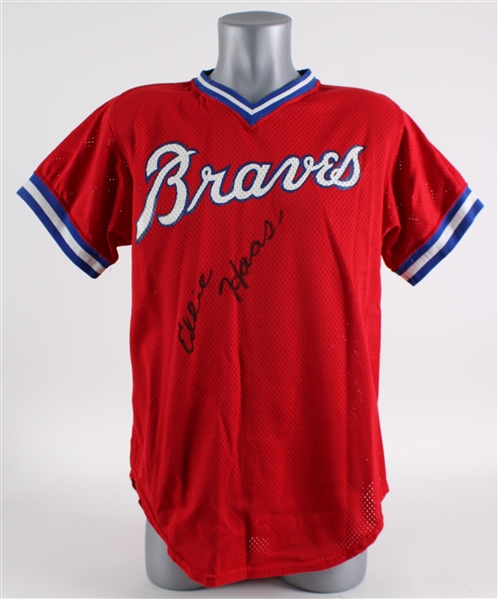 1979-80 Eddie Haas Atlanta Braves Signed Spring Training / Batting Practice Jersey (MEARS LOA/JSA)