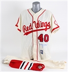 1991-93 Anthony Telford Rochester Red Wings Signed Minor League Baseball Throwback Flannel Uniform w/ Jersey, Pants & Stirrups (MEARS LOA / JSA)