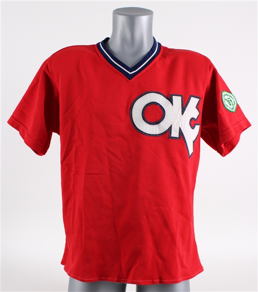1982 Oklahoma City 89ers #14 Minor League Baseball Jersey with Oklahoma Diamond Jubilee Patch (MEARS LOA)