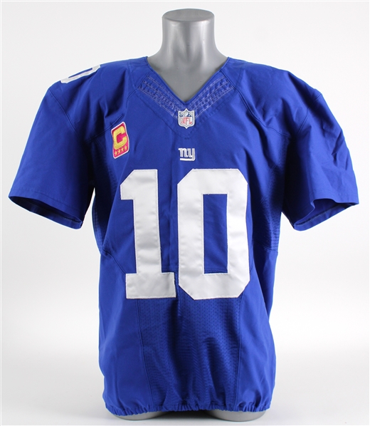 2013 Eli Manning New York Giants Home Jersey w/ Pink Breast Cancer Awareness Captain Patch (MEARS A5)