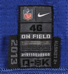 2013 Eli Manning New York Giants Home Jersey w/ Pink Breast Cancer Awareness Captain Patch (MEARS A5)