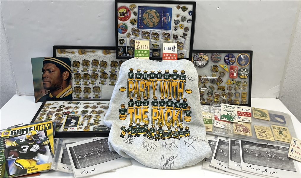 1930s-1990s Green Bay Packers Pinbacks, Sweatshirt, Photos & more (Lot of 90+)