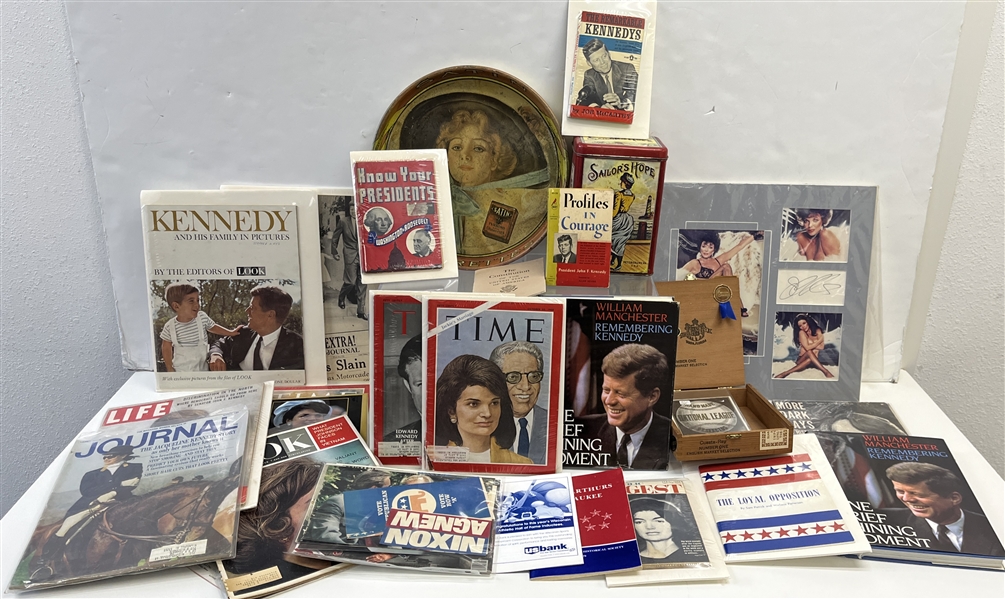 1930s-1990s JFK Scrapbook, Magazines, Photos & more (Lot of 50+)