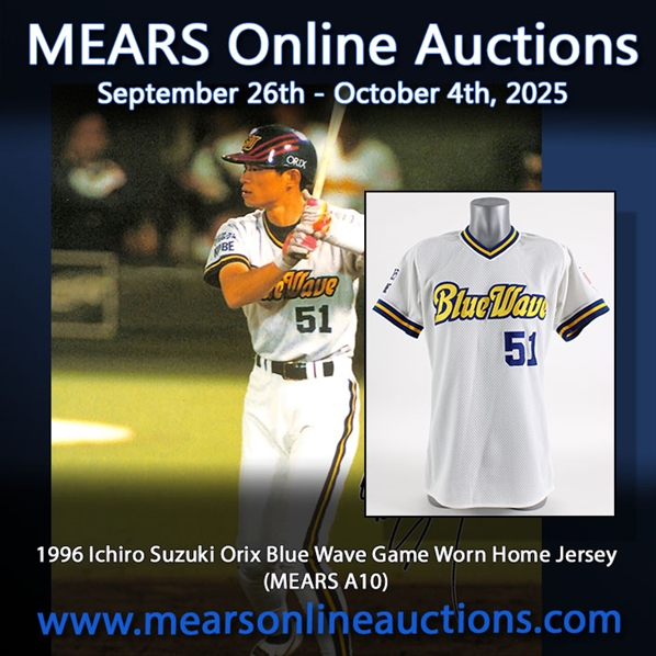 1996 Ichiro Suzuki Orix Blue Wave Game Worn Home Jersey (MEARS A10) Japan Series Championship Season