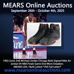 1992 (June 3rd) Michael Jordan Chicago Bulls Signed Nike Air Jordan VII NBA Finals Game One Worn Sneakers (MEARS LOA / Chicago Bulls Letter) *JSA Full Letter* “1st Repeat” 