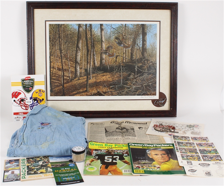 1980s-1990s Richard Plasschaert 25x33 Framed Print, Trading Cards, Yearbooks (Lot of 13)