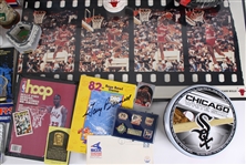 1980s-2000s Baseball, Basketball, Football 26x32 Framed Prints, Mugs, Media Guides & more (Lot of 55+)
