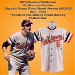 1972 Brooks Robinson Baltimore Orioles Signed Game Worn Road Jersey (MEARS A10 / JSA) "Fresh to the Hobby From Batboy Collection"