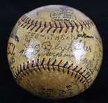 1927 Tulsa Oilers Team Signed Official National League Baseball w/ 16 Signatures & 2 Illustrations 