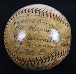 1927 Tulsa Oilers Team Signed Official National League Baseball w/ 16 Signatures & 2 Illustrations 