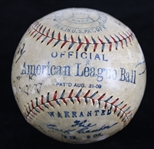 1925 Harrisburg Senators Team Signed Official American League Baseball w/ 17 Signatures