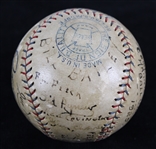 1925 Harrisburg Senators Team Signed Official American League Baseball w/ 17 Signatures