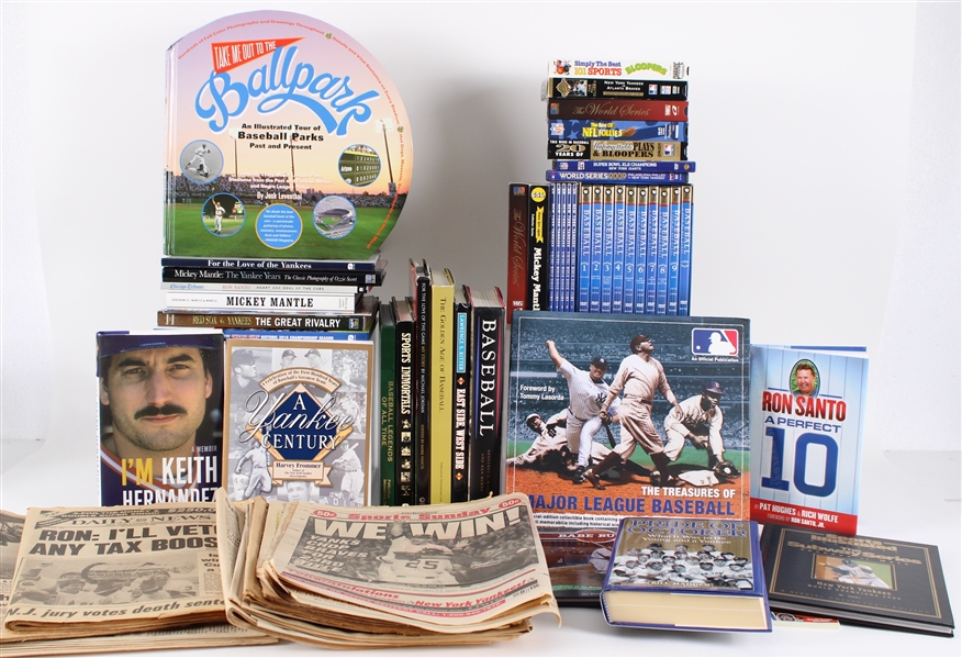 1980s-2000s MLB & NFL Books, Magazines, Newspapers (Lot of 90+)