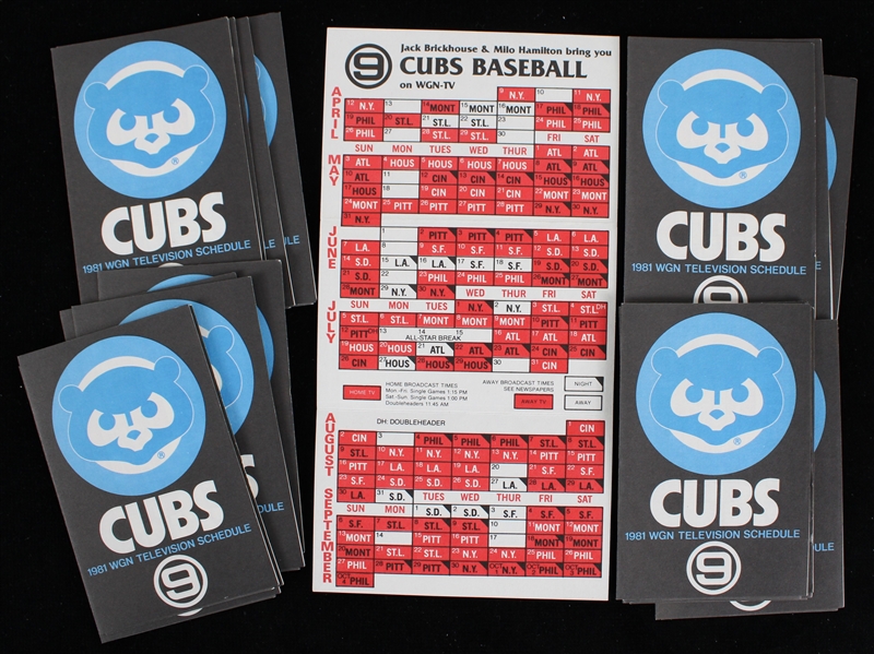 1981 Chicago Cubs WGN Television Pocket Schedules (Lot of 20)