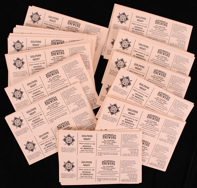 1996 Milwaukee Brewers Golfers Night Coupons (Lot of 125+)