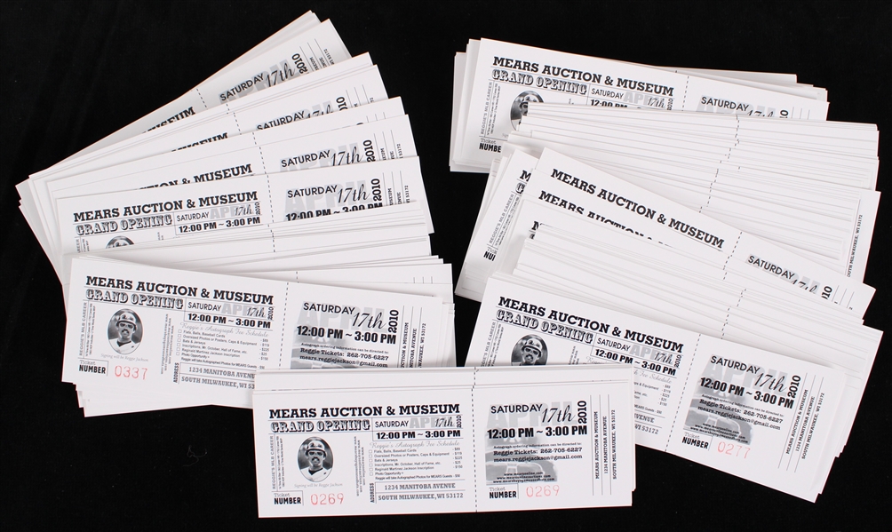 2010 MEARS Auction & Museum Grand Opening Reggie Jackson Autograph Tickets - Lot of 200 