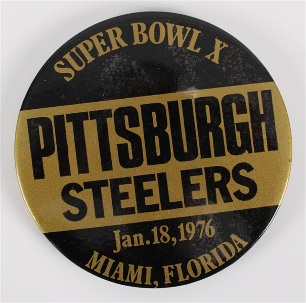 1976 Pittsburgh Steelers Super Bowl X 3.5" Pinback Button