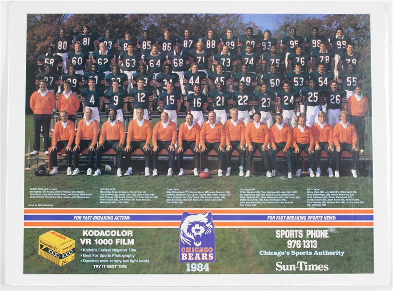 1984 Chicago Bears Team 17x23 Kodacolor Poster 
