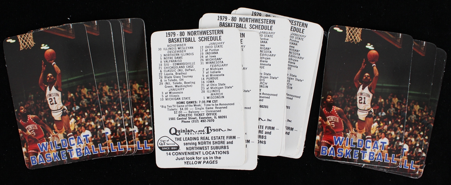 1979-80 Northwestern University Basketball Pocket Card Schedules (Lot of 38)