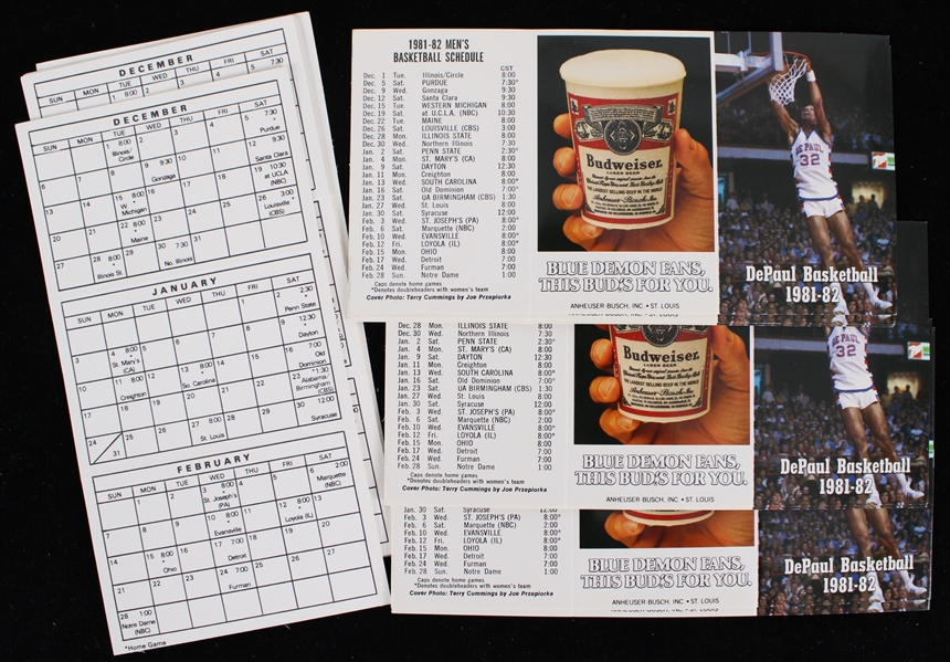1981-82 DePaul University Mens Basketball Pocket Schedules (Unfolded) (Lot of 16)