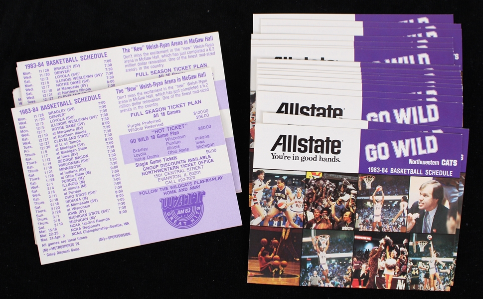 1983-84 Northwestern University Mens Basketball Pocket Schedules (Unfolded) (Lot of 23)