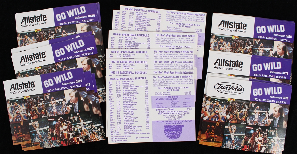 1983-84 Northwestern University Mens Basketball Pocket Schedules (Unfolded) (Lot of 40)