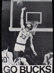 1970s Kareem Abdul Jabbar Milwaukee Bucks 19" x 29" Go Bucks Poster