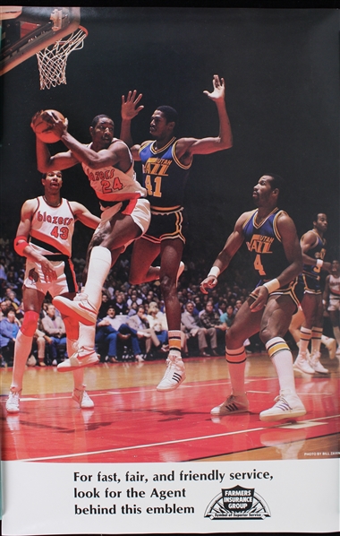 1980s Portland Trail Blazers Farmers Insurance Group 12x17.5 Poster 
