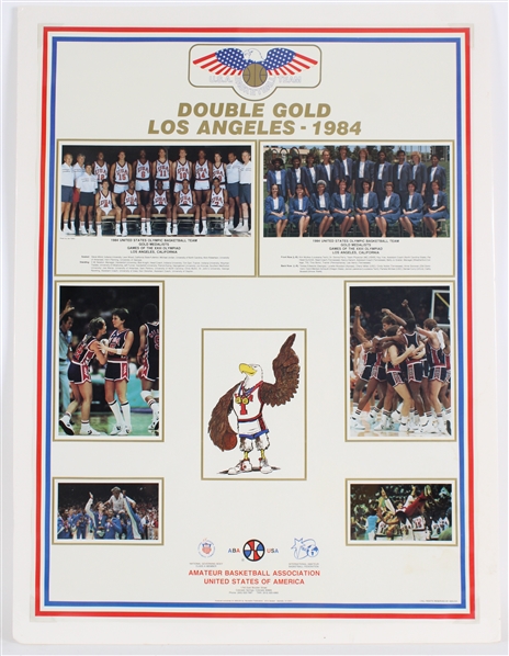 1984 USA Olympic Basketball Los Angeles Double Gold 24x32 Poster 