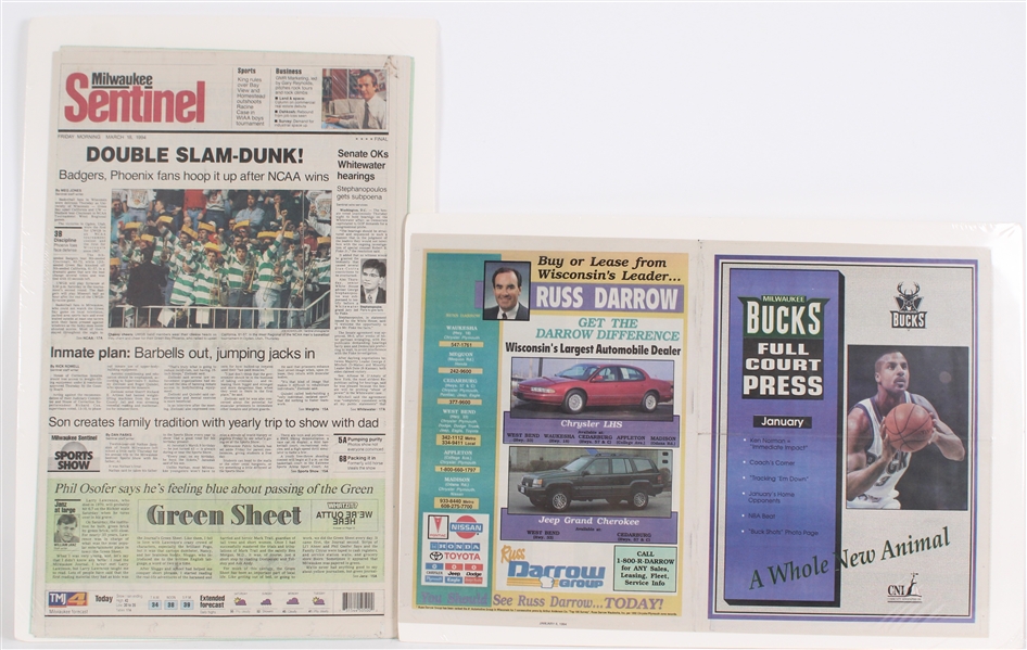 1994 WI Badgers NCAA Milwaukee Journal Sentinels (Lot of 2)