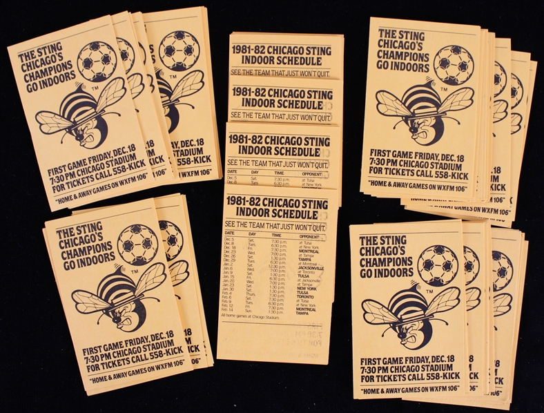 1981-82 Chicago Sting Indoor Soccer Pocket Schedules (Lot of 80+)