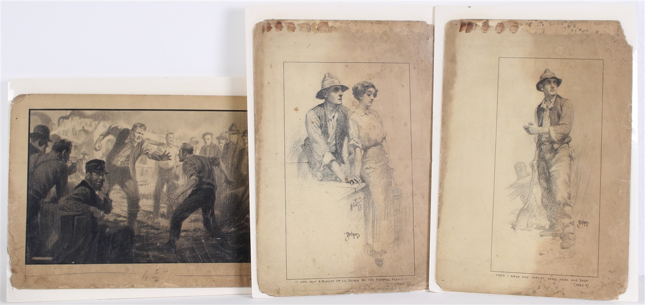 1911 TD Skidmore Original Art Collection - Lot of 3