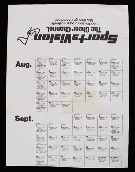 1974 SportsVision May through September Program Calendar