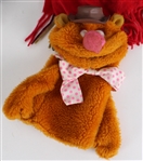 1980's-2000's Kermit The Frog and Fozzie Bear Hand Puppets + Stove Pipe Hat, Red Scarf & Glasses