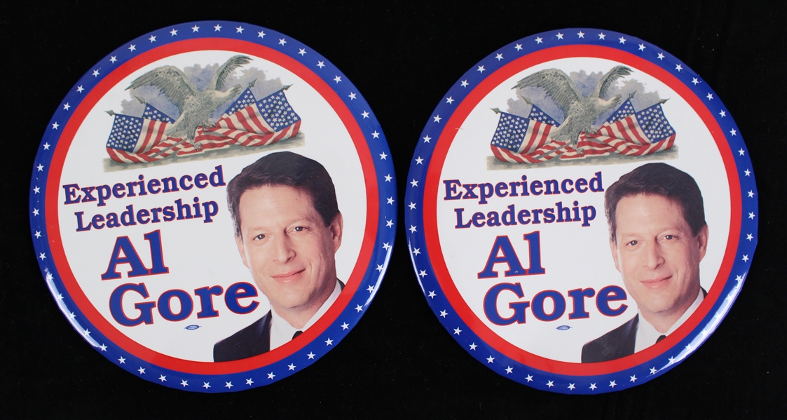 1990s-2000s Al Gore 9" Pushback Buttons (Lot of 2)