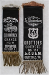 1920's Junior Order United American Mechanics & Patrons of Husbandry Ribbons - Lot of 2