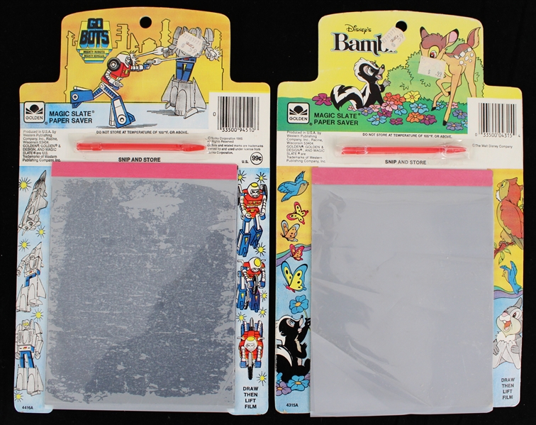 1980s Bambi and Go Bots Magic Slate Paper Savers (Lot of 2)