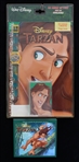 1999 Disneys Tarzan French Language Memorabilia w/ Watch, Cassette Tape, CD, and Books