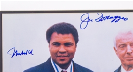 1990's Muhammad Ali Joe DiMaggio Signed 16 x 17 Framed Photo Display (JSA)