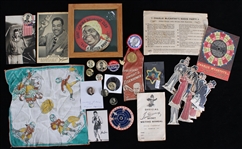 1930s-60s Americana Political Boxing Western Memorabilia Collection - Lot of 18 w/ Pinbacks, Joe Louis, Charlie McCarthy, Aunt Jemima & More