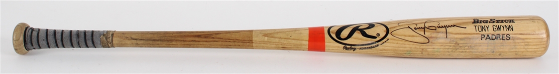 1999 Tony Gwynn San Diego Padres Signed Rawlings Adirondack Professional Model Game Used Bat (MEARS A9 / JSA)