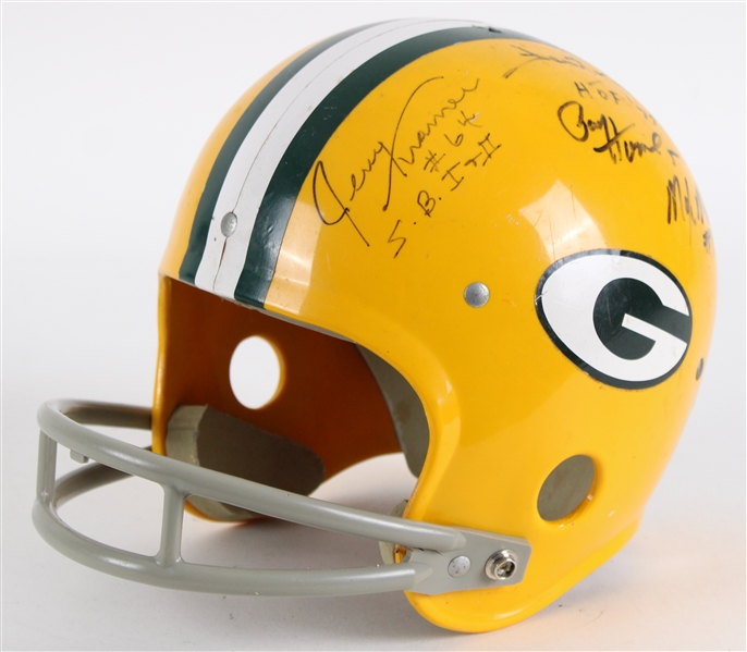 1980s Jerry Kramer Paul Hornung Forrest Gregg Max McGee Green Bay Packers Multi Signed Suspension Football Helmet (JSA)