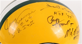 1980's Jerry Kramer Paul Hornung Forrest Gregg Max McGee Green Bay Packers Multi Signed Suspension Football Helmet (JSA)