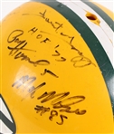 1980's Jerry Kramer Paul Hornung Forrest Gregg Max McGee Green Bay Packers Multi Signed Suspension Football Helmet (JSA)